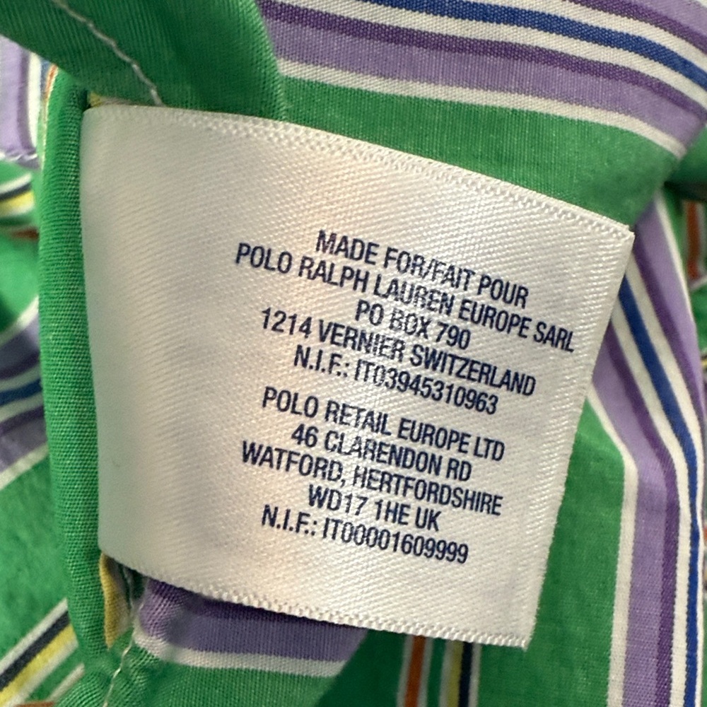 Ralph Lauren Boys Shirt Button Down long Sleeve With Green and Purple Strips EUC - Picture 9 of 9